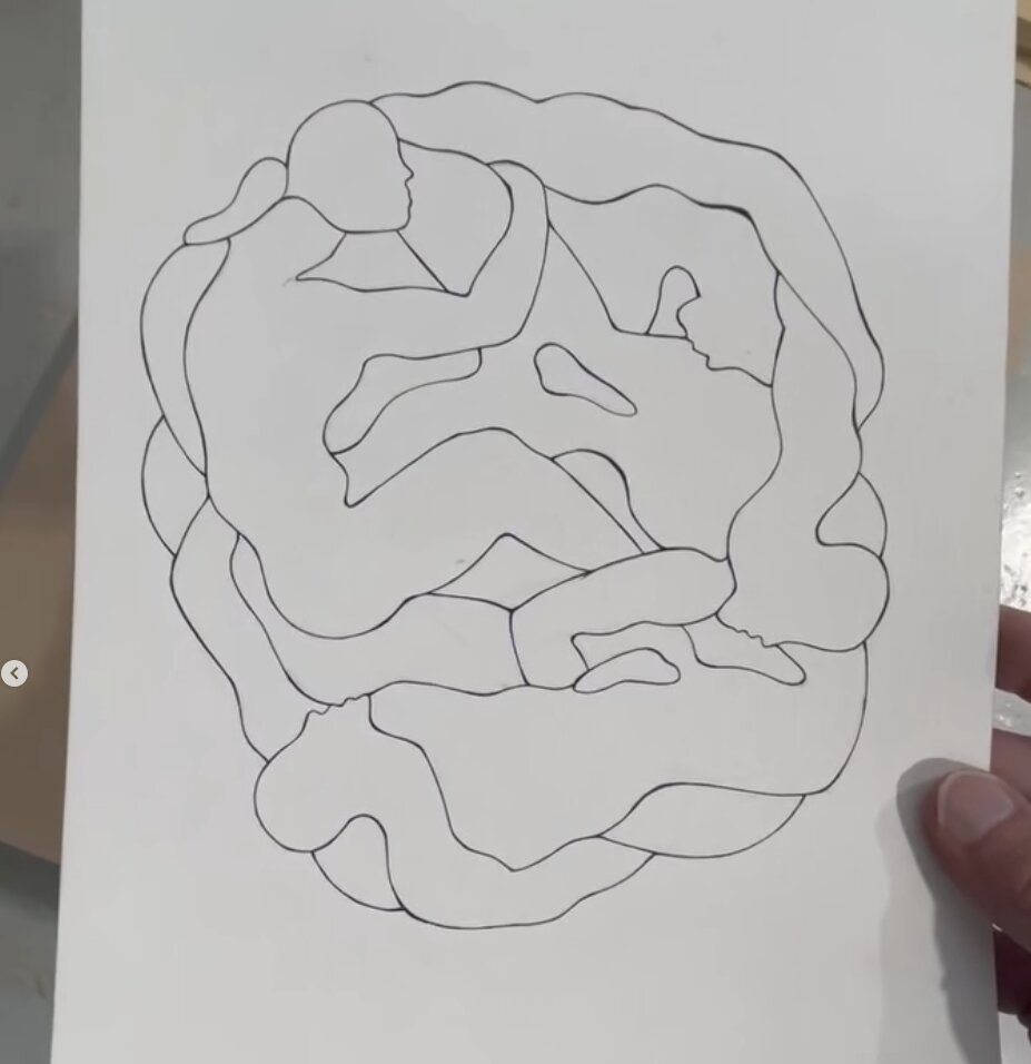 Pen and paper illustration for Lignum Sanctum, digitised for CNC