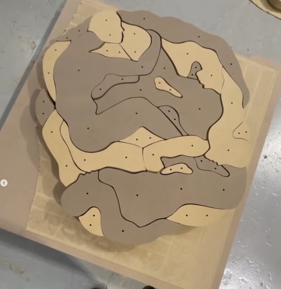 Raw MDF CNC parts for Lignum Sanctum table, 166 pieces
