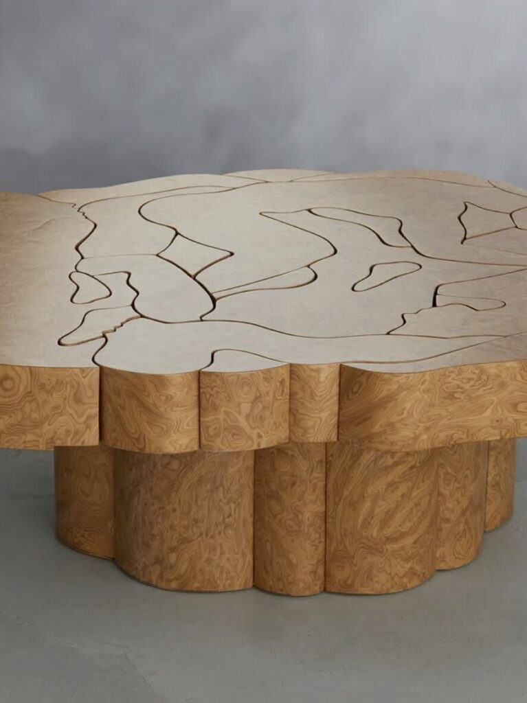 Lignum Sanctum custom CNC table by Drew Abrahamson, studio shot, Brunswick